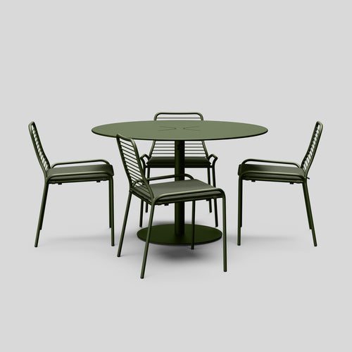 A studio photo of XY Dining Set Olive / Armless